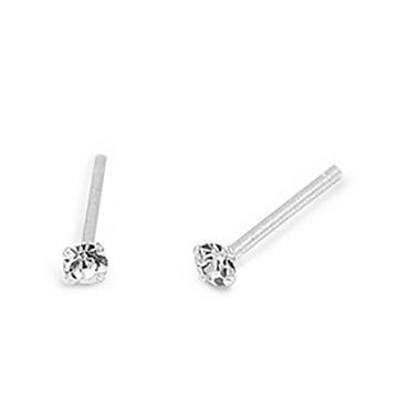 Simulated Cubic Zirconia Nose Stud 925 Sterling Silver 1.8mm-(20 Nose Studs in a Box)